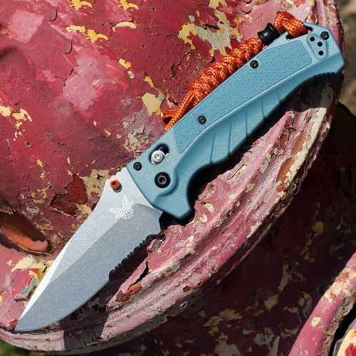 Benchmade Adira Serrated BM18060S folding knife 3.88 inch MagnaCut stonewash blade